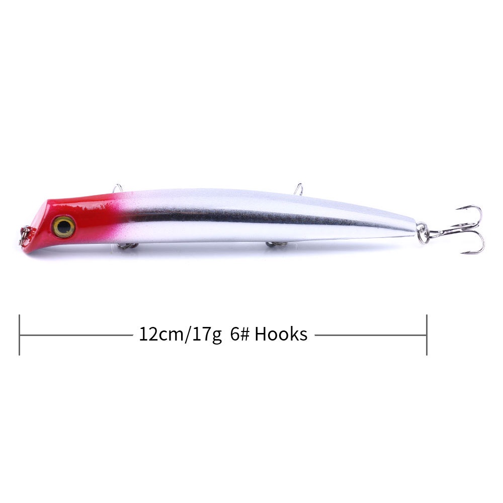 HENGJIA 10PCS/Lot Umpan Pnacing 12cm 17g Popper Fishing Lures Tackle Fake Fish Bait Topwater Artificial Bait Laser Lure Ikan