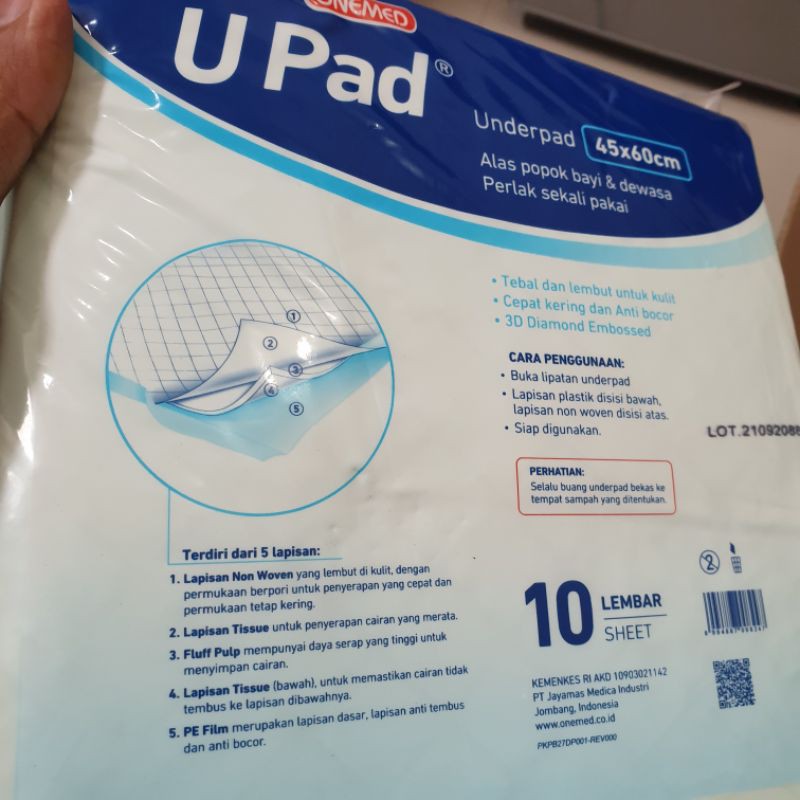 Perlak U-Pad 45 x 60 cm isi 10 Lembar Onemed / Underpad / Perlak Bayi / Perlak Sekali Pakai U PAD