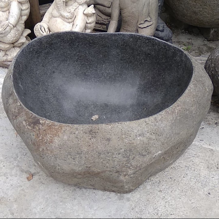 Pot Anggrek / Pot Teratai Batu Kali Batu Alam Diameter 55