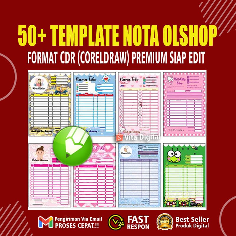 50+ Desain Template Nota Olshop Kekinian Format CDR (CorelDraw) siap edit