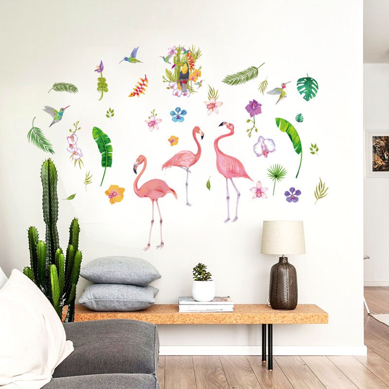 Reliza Wall Sticker Pink Three Flamingo Stiker Dinding LDR