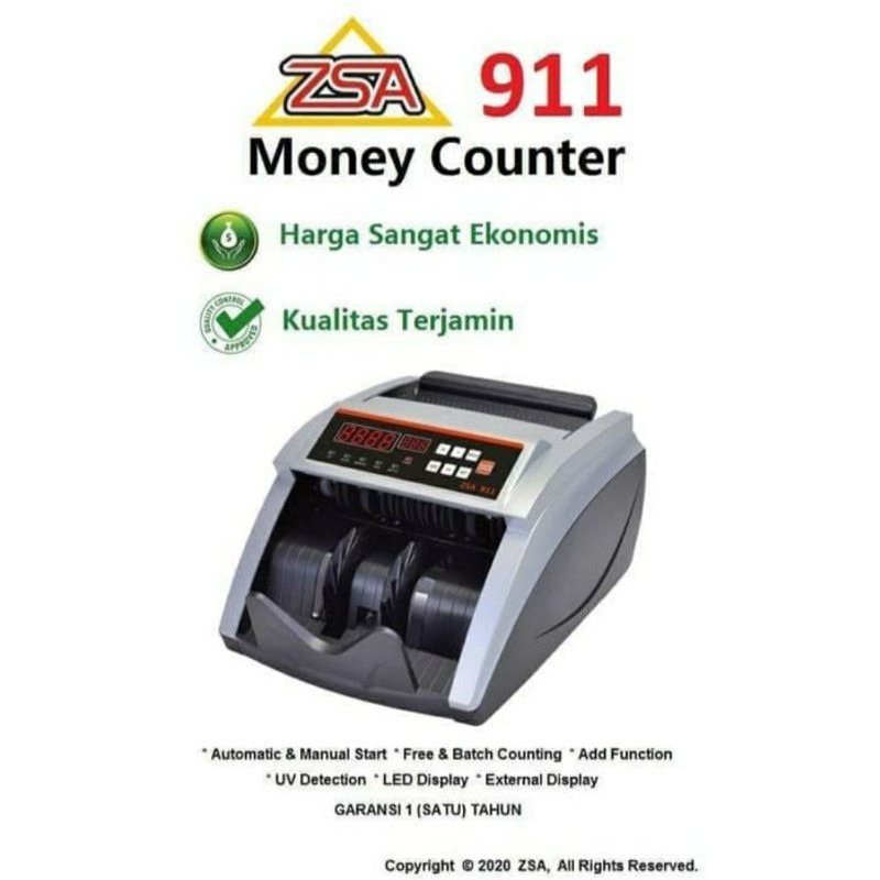 ZSA 911 ORIGINAL - Mesin Hitung Uang / Money Bill Counter ZSA911 Garansi Resmi