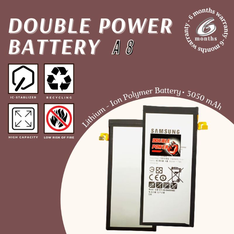 BATERAI SAMSUNG A8 BATTERY DOUBLE POWER SAMSUNG A8 A8 2015 3000mAh