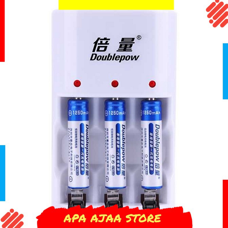 Hot Promo ! DOUBLEPOW Charger Baterai 3 slot AA/AAA with 3PCS AAA 1250mAh - DB-B33