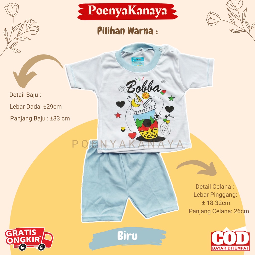 Setelan Baju Bayi Piyama Pendek BOBA Viori Size 6-18 Bulan STL55