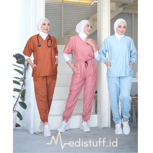 [LIMITED EDITION] STRECH IMPORT Baju Jaga OKA OK Dokter / Perawat / Doctor's Scrub Setelan Baju Cela