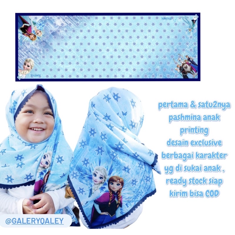 PASHMINA ANAK FROZEN / PASHMINA ANAK KARAKTER  / HIJAB ANAK / JILBAB ANAK / KERUDUNG ANAK