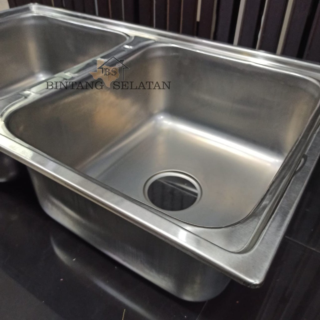 KITCHEN SINK BAK CUCI PIRING 2 LUBANG STAINLESS STEEL