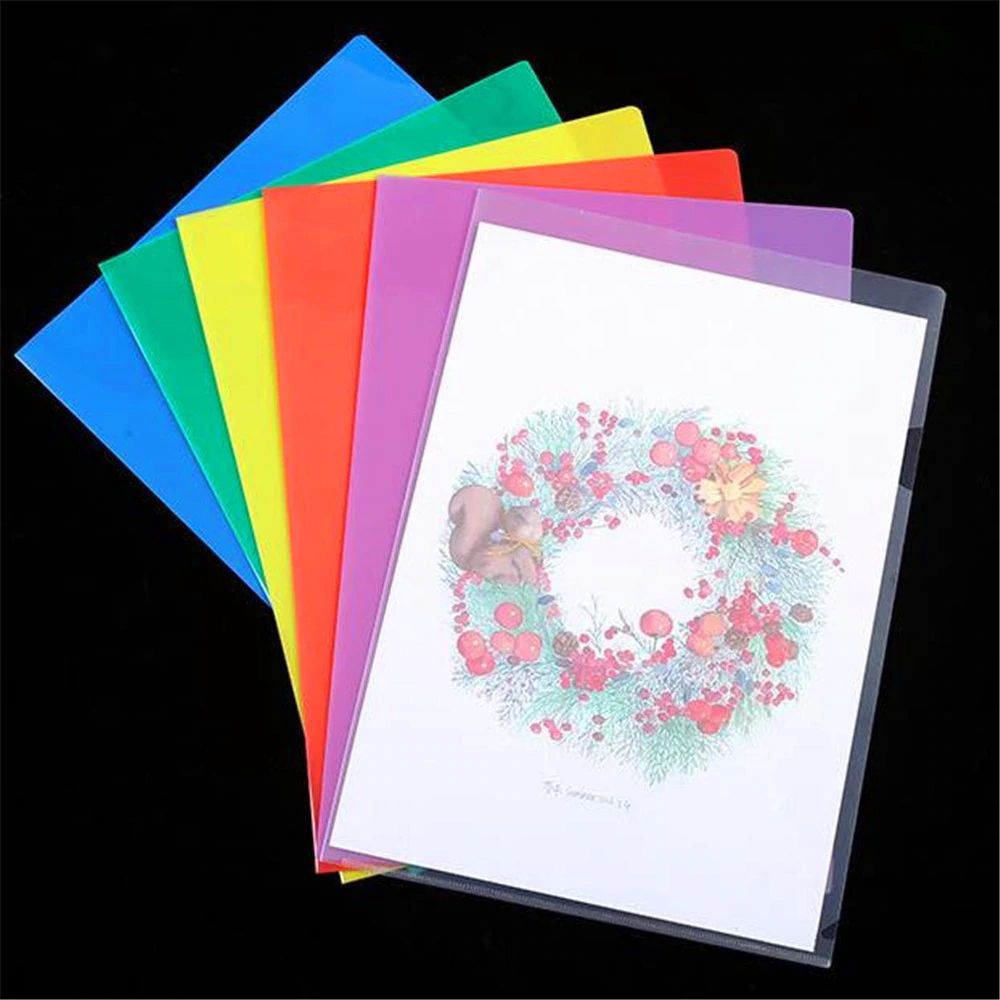 MAP PLASTIK CLEAR TRANSPARANT L shape Colorful Document Bag Paper File Folder