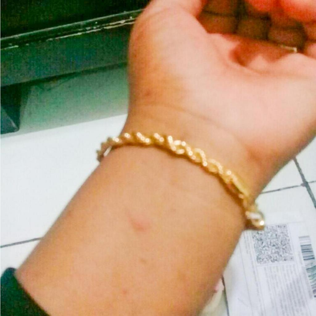 Gelang Tangan Wanita Motif Tambang Cantik Titanium Fashion Model Korea Perhiasan Bahan Koin Lama