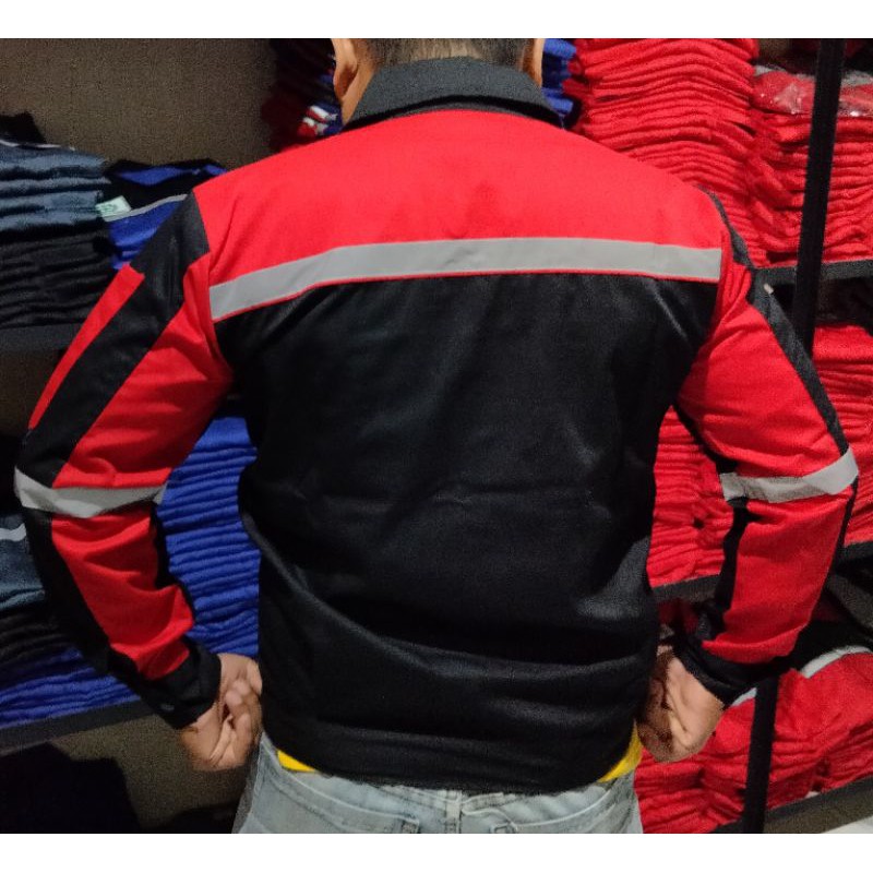 WEARPACK SAFETY / KEMEJA SAFETY / BAJU SAFETY LENGAN PANJANG / BAJU PROYEK KEREN / BAJU KERJA PRIA PROYEK / BAJU KERJA PIRA LAPANGAN / BAJU MEKANIK / BAJU WEARPACK / WERFAK PRIA KERJA / BAJU WEARPACK KERJA PROYEK / BAJU TAMBANG / HITAM MERAH