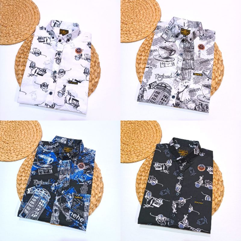 Baju Kemeja Motif Pria Lengan Pendek/ Hem Motif Pria/Kemeja Surfing Pria Distro