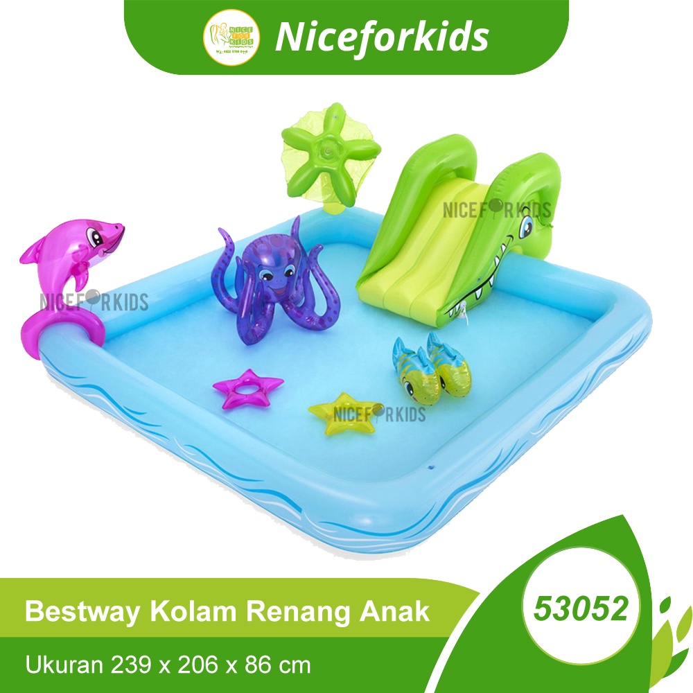 BESTWAY Kolam Renang Anak Besar  / Holy Aquarian Ukuran 239 X 206 X 86 CM ( 53052 )