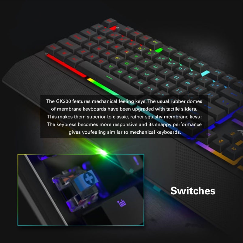 AOC GK200 Anti-ghosting keyboard with mechanical feeling and rainbow backlight