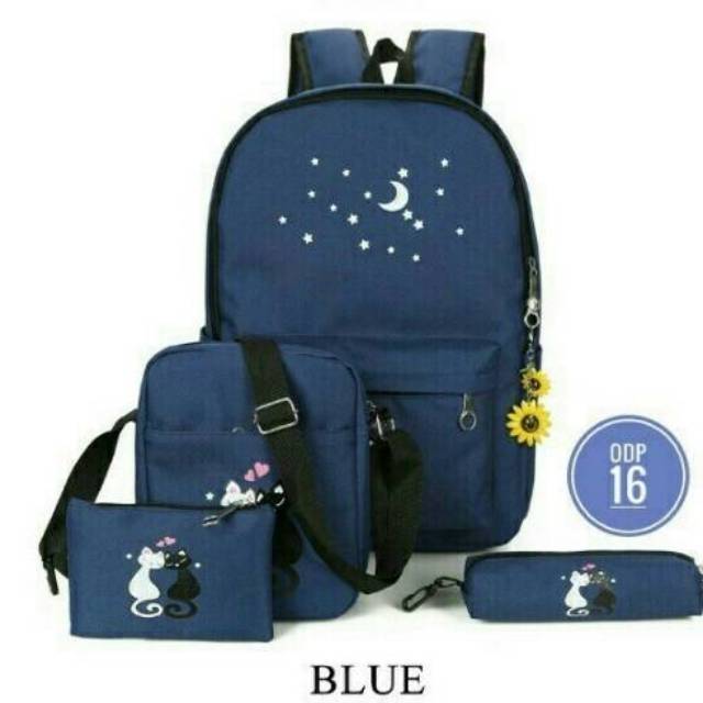 Fashion backpack 4in1 motif catlove UCING KAWIN /fashion wanita /tas satu set murah / TAS BERANAK