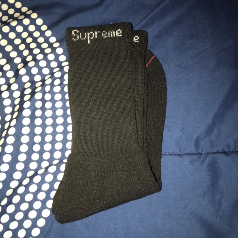 Supreme Hanes Crew Sock Black Original (Kaos Kaki Hitam Pria)