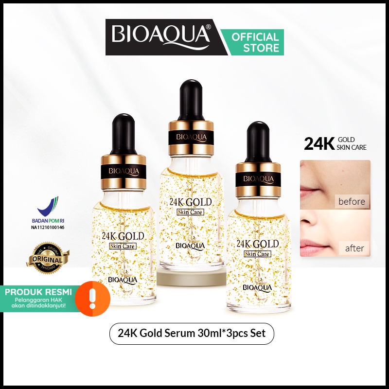 [COD] Serum Wajah 24K Gold Bioaqua Skin Care Mencerahkan Kulit Wajah &amp; Membuat Warna Kulit Wajah Nampak Cerah Merata - Original 30 ML BPOM