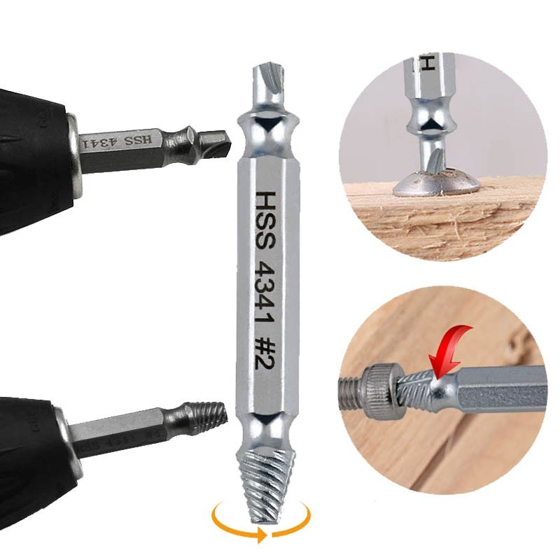 [6 in 1] Damaged Screw Extractor Pembuka Baut Patah / Bolt Extractor / Pembuka Baut Dol / Bor Baut P