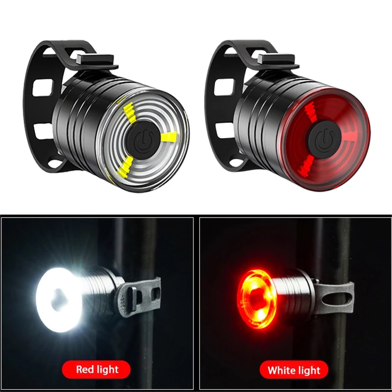 Waterproof Bicycle Front Light LED Taillight Aluminum Alloy ABS Safety Cycling Rear Light