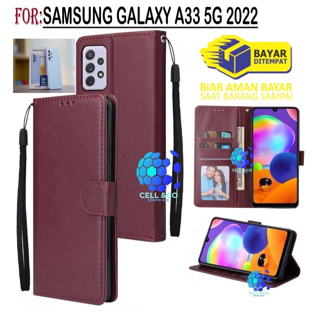 NEW SAMSUNG GALAXY A33 5G 2022 CASE FLIP LEATHER WALLET PREMIUM FLIP CASE BUKA TUTUP KESING HP CASING FLIP CASE WALLET SAMSUNG A33 5G TERBARU