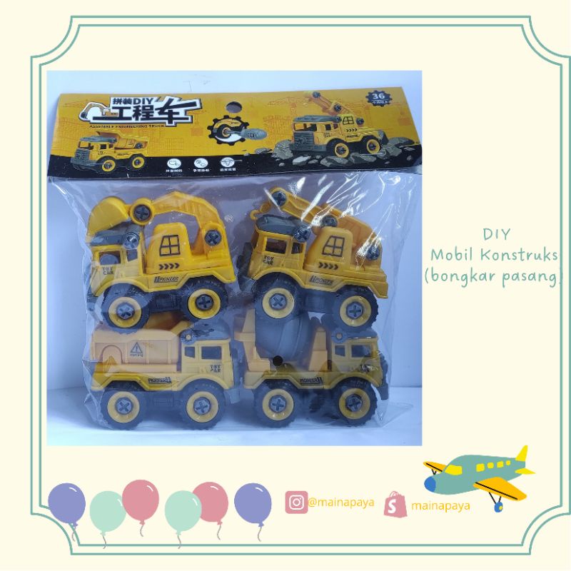 DIY Truk Konstruksi Bongkar Pasang | Mobilan Pemadam Kebakaran Bongkar Pasang