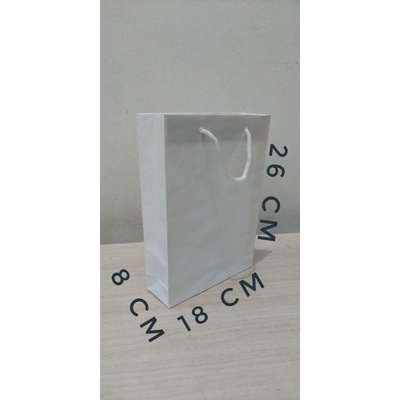 

Paper Bag Premium PUTIH Uk. 26 x 18 x 6 cm (S)