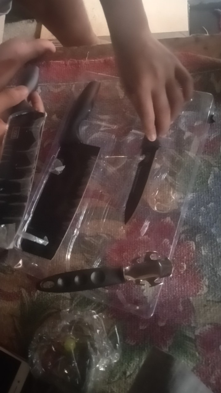 Set Pisau Dapur Hitam 5 Pcs In 1 Cetakan Telur Chef Knife-terbaru Cod