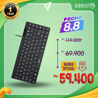 ROBOT Portable Mini Wired Keyboard RK10 Ultra-Thin Garansi Resmi 1 Tahun
