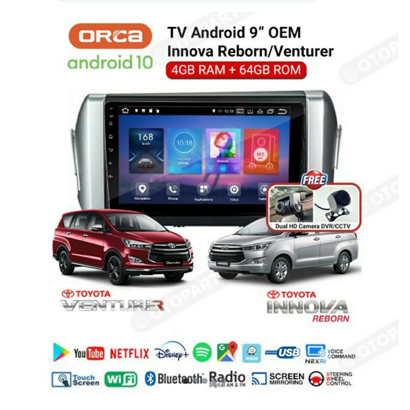 Head unit oem innova reborn - tv android toyota innova reborn - tv android orca 9 inch