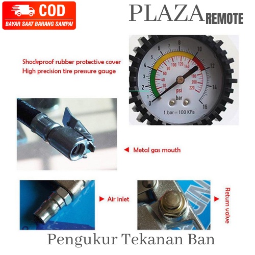 AIR BLOW GUN TEMBAKAN Kompresor Udara PREASURE GUN TIRE INFLATOR alat pengisi DAN TES TEKANAN angin ban mobil - motor Inflator 3IN1 Coupler