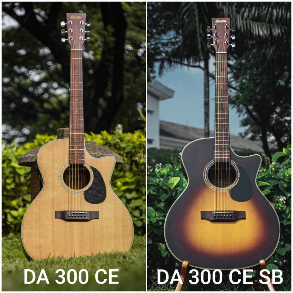 DELTA DA300CE SB Solid Top Acoustic Guitar With Tuner EQ Gitar Akustik
