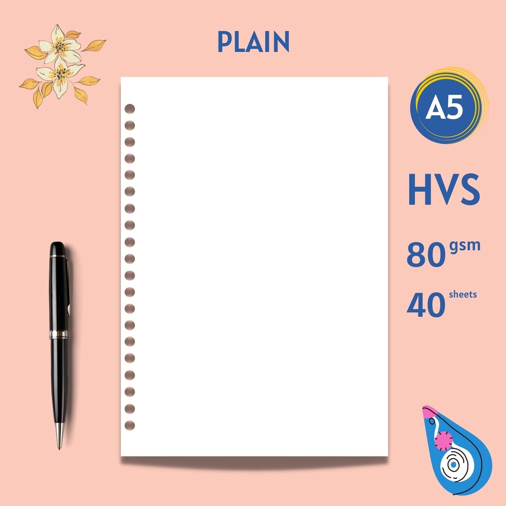 

Loose Leaf HVS A5 Polos - Refill Binder Dotted Grid Plain Grid Mandarin 100 lembar