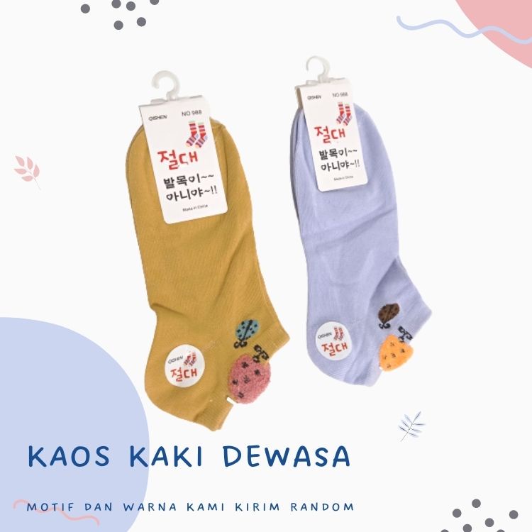 Kaos Kaki Wanita Fashion Motif Strawberry Bunga Kaoskaki Pendek Korea Sock Import