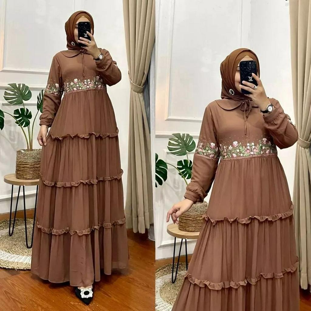 Gamis Dress Pesta terbaru pakaian muslim wanita / busana muslim wanita Moly dress bd 4 varian warna model bordir