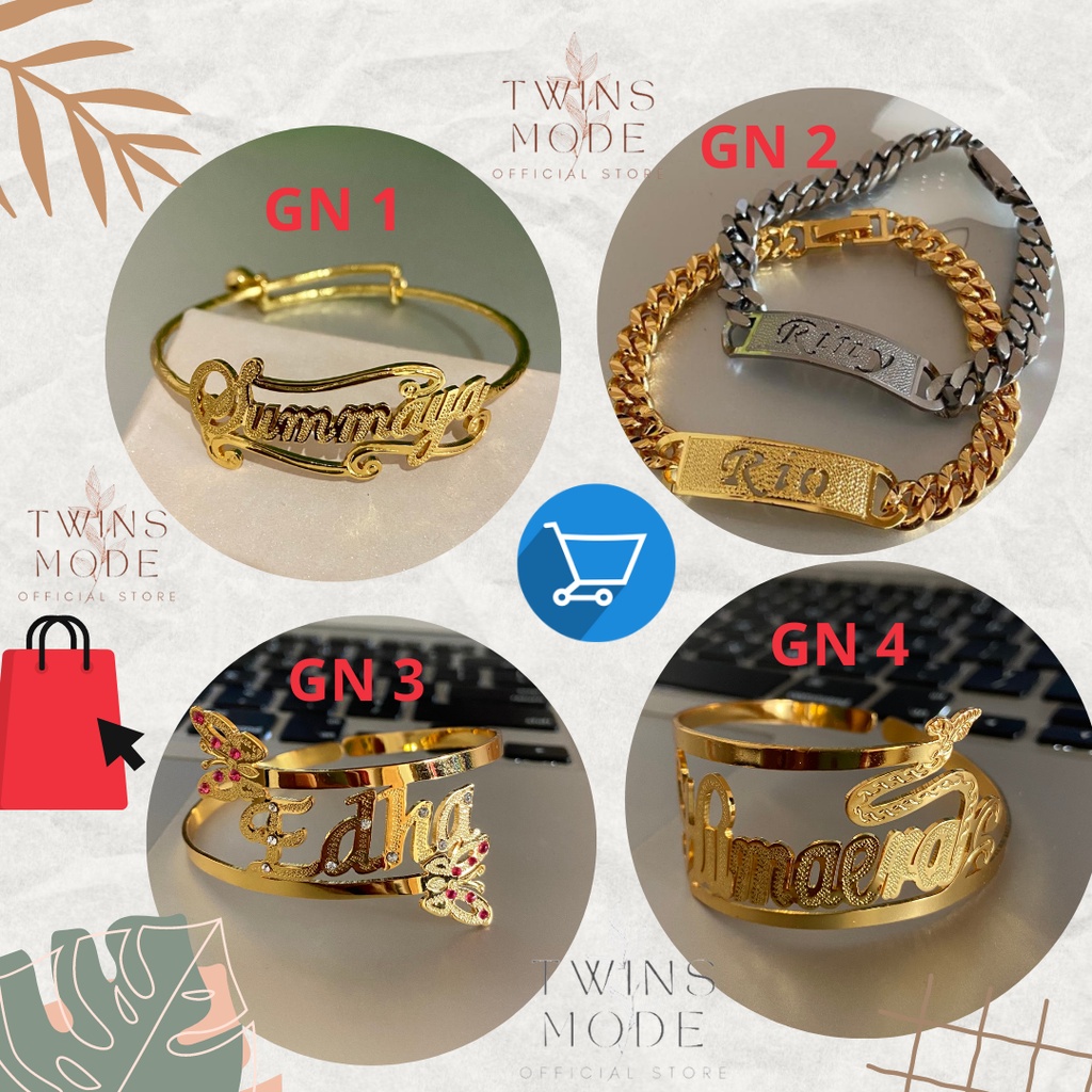 Gelang Nama Unik Berbagai Motif Cantik Titanium Rantai Anti Karat