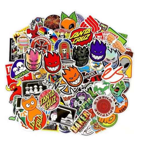 50 Pcs Stiker Desain BAPE TOYMACHINCE ZERO DEATHWISH SANTRCRUZ Untuk SKATEBOARD