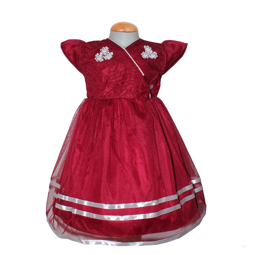 Dress Kids Tata/Diskon Baju pesta Anak Motif Brukat Dan Tile/Gaun Party Best Seller/ Fashion Dress