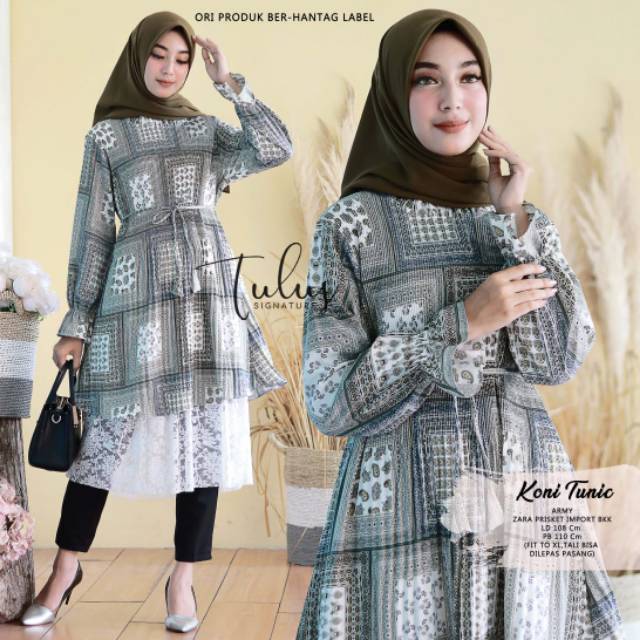 ATASAN TUNIK BAHAN ZARA PLISKET IMPORT BKK MIX BROKAT MOTIF UNIK | LD 108 CM, PB 110 CM | ORIGINAL