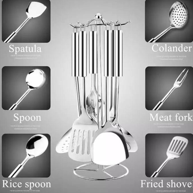 Jual Stainless Spatula Set 7 in 1 Peralatan Masak Spatula Dapur Set