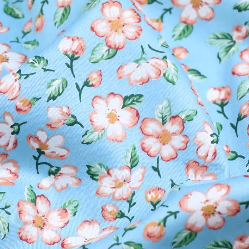 kain katun motif bunga nuansa biru cocok untuk sprei,sarung bantal,baju,sarung guling,dll ,quality i