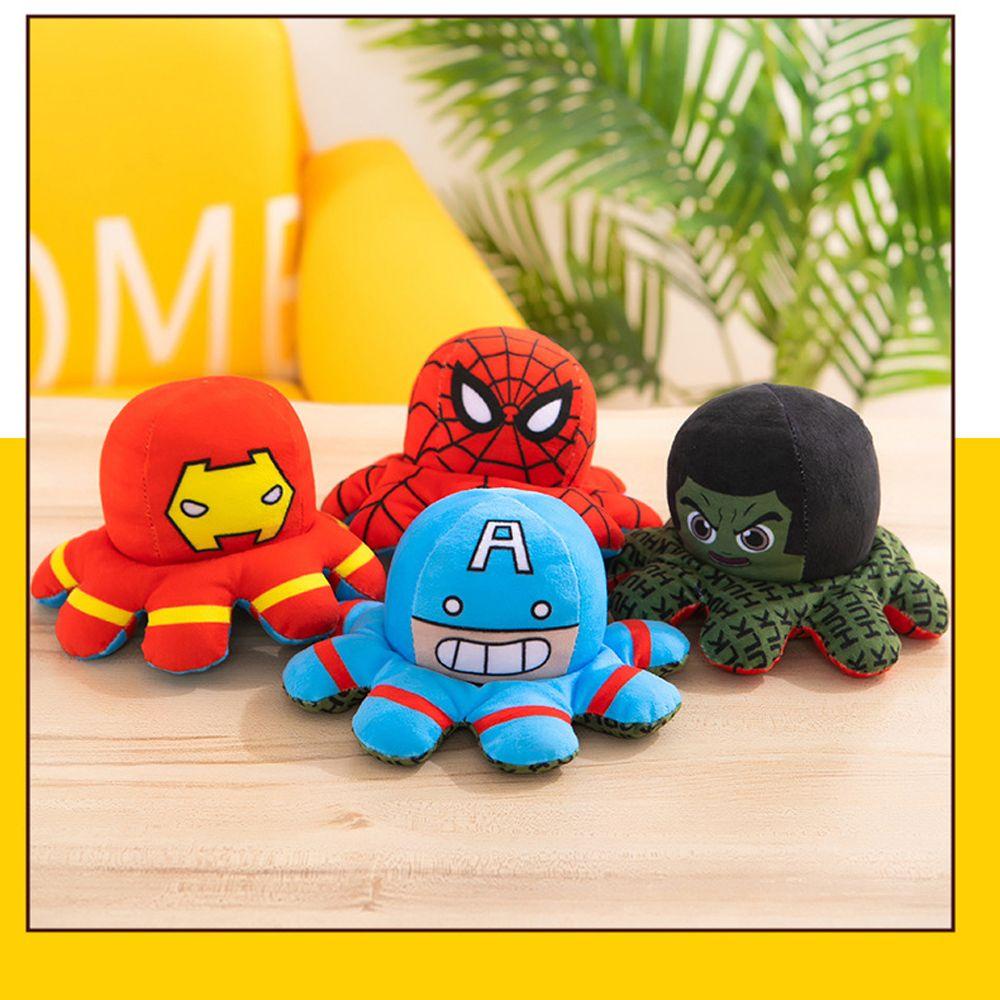 Lanfy Flip Plush Toy Mainan Anak Lucu Iron Man Boneka Kartun Kapten Amerika Hulk Gurita Boneka Mainan