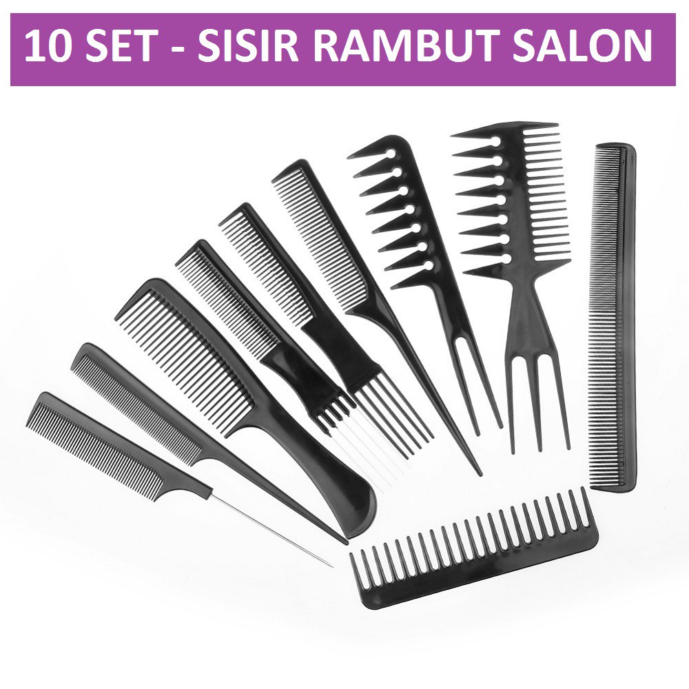 Sisir Rambut Salon Hair Comb 10 Set / Sisir Salon / Set Sisir