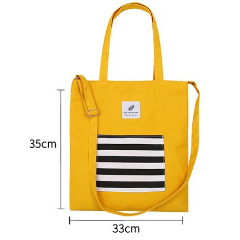Adda Home - Tas Tote Kanvas Garis Hitam Putih