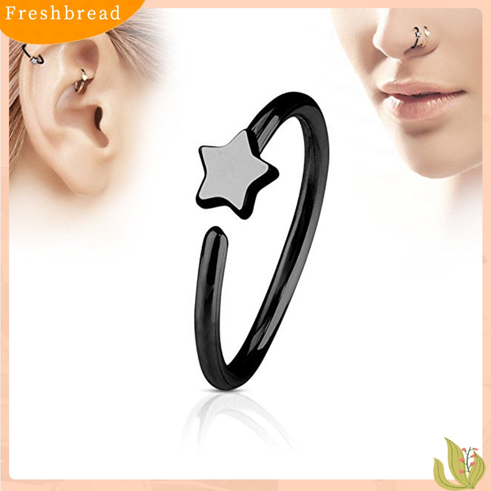 ?Fresh?? Anting Hoop Jepit Hidung Motif Bintang Model Klip On untuk Wanita/Pria