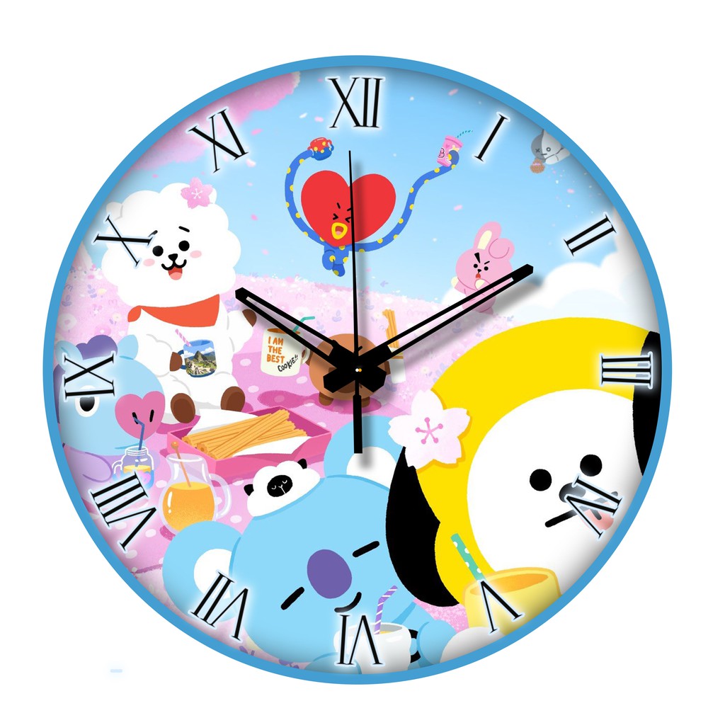 Jam dinding BTS - kode BT21 30cm diameter sweepmovement