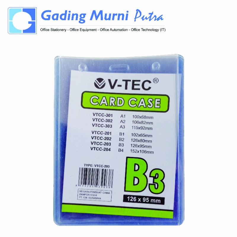 

Tempat Id Card Case B3 / Plastik Kartu Nama / Name Tag / Plastik ID Card VTCC-203 / B3 / 1 Pack = 20