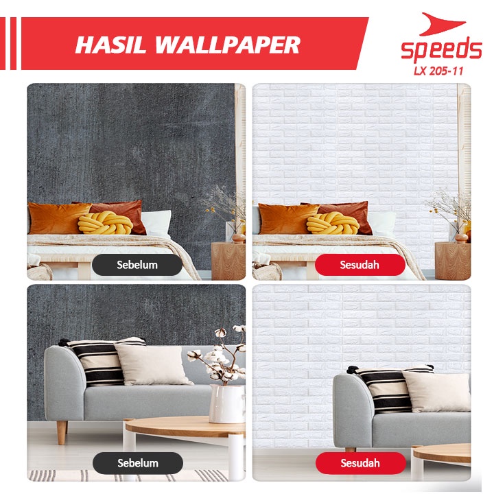 Wallpaper dinding 3D speeds 70x70 5mm Foam Stiker Emboss Wallpaper Dinding Kamar Tidur 205-11-8