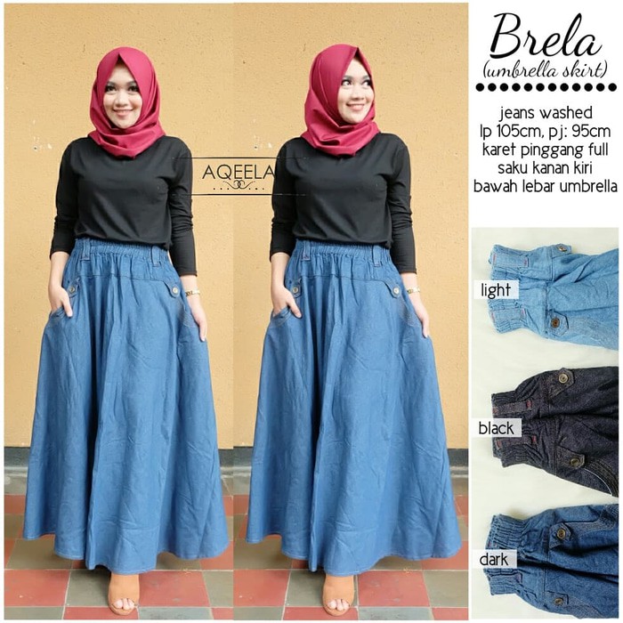 brela umbrella skirt rok payung jeans KLOK