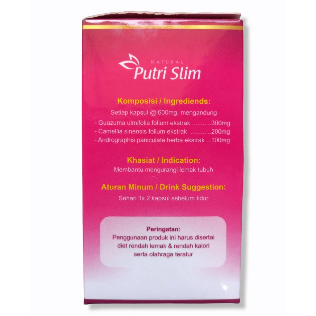 Kapsul Pelangsing Putri Slim 60 Kapsul | Putri Slim Herbal Alami