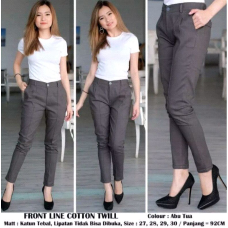 Celana Chino Wanita Katun Twill Pensil Skinny/Chino Wanita (melar)